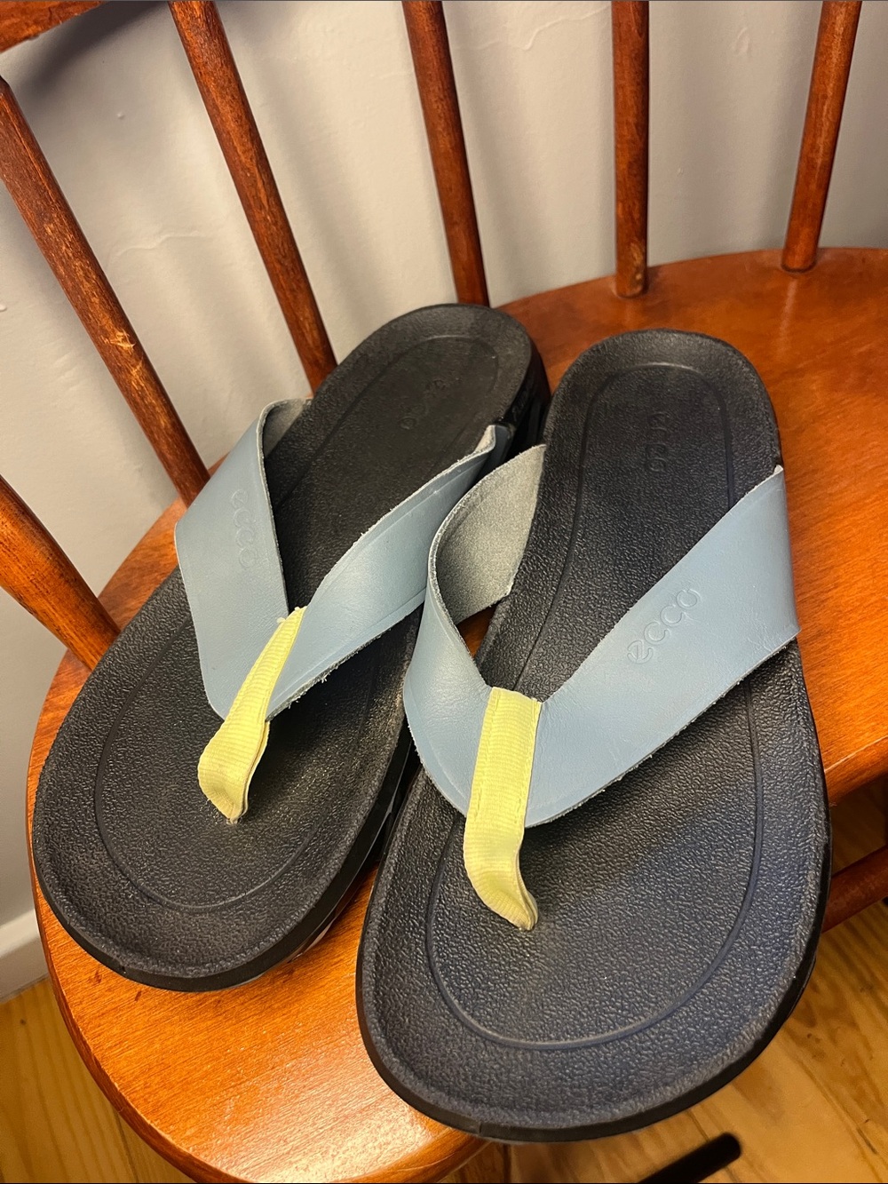 ECCO MX Flipsider Men’s Sandals Trooper Blue Grey Leather Straps Size 42 EUC - Picture 2 of 12